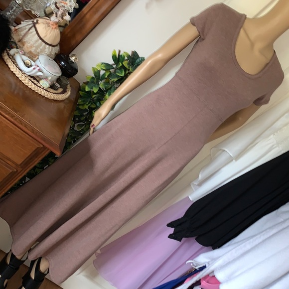 Vtg 80's 90's Jeffrey Rogers cap slv fit flare scoop neck maxi t-shirt dress M - Picture 10 of 16